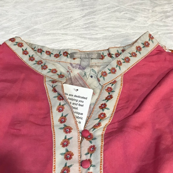 Woman Within Button Up Tunic Women’s Size 5X Multicolor Floral Long Bell Sleeves - Picture 6 of 16